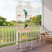 Bird Cage with Stand for Lovebirds Jaulas para Pajaros Parrot Cages for Large Birds with Play Top Parakeet Cage Large for Birds with Rolling Stand for Medium Canaries, Lovebirds, Parrots, Almond