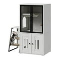 thumbnail image 3 of 2-Tier Cat Litter Box Furniture - Enclosed Hidden Litter Box Cabinet with Doors, Storage Shelf & Step Ladder - Discrepet Cat Toilet Furniture for Home Decor, Large Size for Multiple Cats, 3 of 8