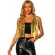 thumbnail image 1 of Chaqueta Corta sin Mangas para Mujer Chaleco de Color Metálico Oro S, 1 of 6
