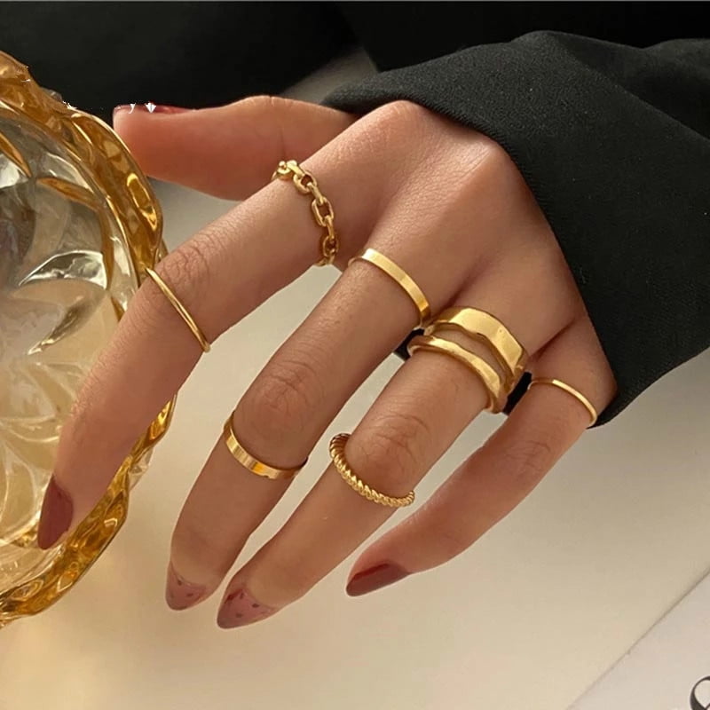 Gold knuckle ring set outlet