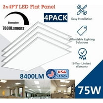 (4 Pack) 2' x 4' LED Flat Panel Light | Troffer Lights, 75W Drop Ceiling Lights