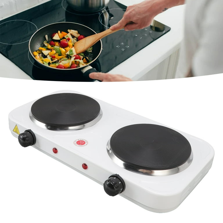 Electric Stove 2000W Double Heating Plates Portable Countertop Stove for  Kitchen Dormitory Office White US Plug