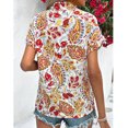 thumbnail image 4 of Birdeem Mode Femmes Été Imprimé Décontracté Manches Courtes Col en V Chandail Chemise Hauts, 4 of 8