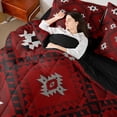 thumbnail image 4 of jejeloiu Western Boho Tribal 7-Piece Bedding Comforter Set,Retro Aztec Geometric King Bedding Sets,Red Black White Bed Sheets For Adult,Microfiber Bedroom Decor Reversible, 4 of 8