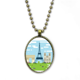 thumbnail image 1 of Collar colgante Torre Eiffel Francia ilustración vintage 4.0 cm x 3.0 cm cadena 50 cm, 1 of 3