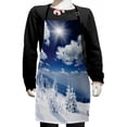 thumbnail image 1 of Winter Kids Apron, Winter Landscape on Hills with Snowy Trees and Fluffy Clouds Idyllic Seasonal Image, Boys Girls Apron Bib with Adjustable Ties for Cooking Baking Painting, Blue White, by Ambesonne, 1 of 2
