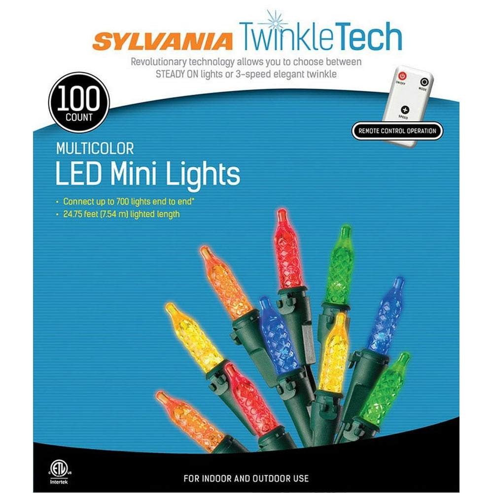 Sylvania Twinkle Light Set 100 Lights Multi Led 24.7' Lead Wire