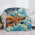 thumbnail image 3 of Uemuo Artistic Starry Sky Cloud Dog Printed Throw Blanket for Couch, Fluffy Fuzzy Blankets for Bed, Sofa, Cozy Flannel Faux Fur Blanket-80"x60", 3 of 6