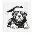 thumbnail image 3 of Ambesonne Bulldog Shower Curtain, Monochrome Christmas Theme, 69"Wx70"L, Charcoal Grey and White, 3 of 5