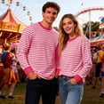 thumbnail image 4 of Krdevn Women's Striped Crew Neck Long Sleeve Tee Soft Breathable Casual Daily Wear Top,L, 4 of 5