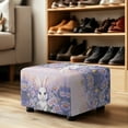 thumbnail image 4 of Xixirimido Rabbit Bunny Daisy Flower Pattern Stretch Ottoman Cover Rectangle Footstool Slipcover Folding Storage Stool Protector Nonslip Footrest Ottoman Cover with Elastic Bottom, Large, 4 of 7