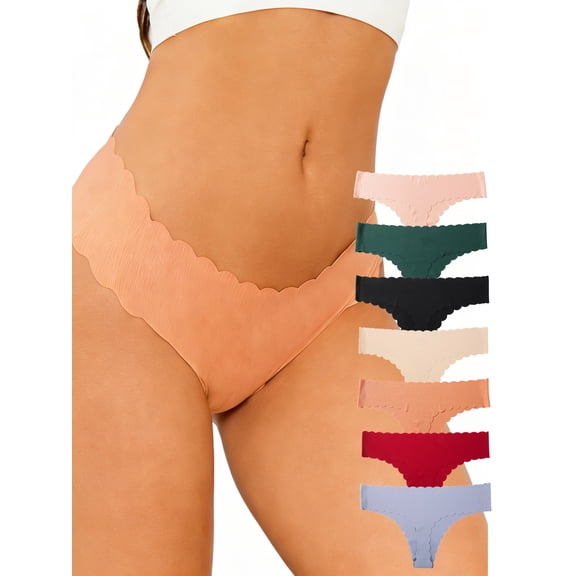 GaaiKei 7 Pack Women No Show Thongs Seamless Thongs Panties for Women Silky Invisible Panties Underwear