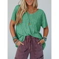 thumbnail image 7 of Womens Oversized Tshirts Knit V Neck Short Sleeve Tunic Tops Summer Casual Loose Fit Tee Shirts, 7 of 7