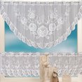 thumbnail image 2 of Ensemble de 2 Pcs Rideau en Dentelle Design en Dentelle Translucide Style Vintage Ensemble de Rideaux de Café à 2 Niveaux pour la Maison, 2 of 7