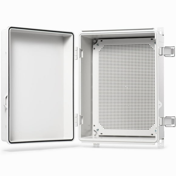 QILIPSU Waterproof Junction Box IP67 Outdoor Plastic Electrical Project Enclosure Weatherproof with Mounting Plate, Wall Brackets, Hinged Grey Cover