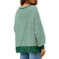 thumbnail image 4 of Sweaters For Women Oversized Knit Striped Long Sleeve Crewneck Casual Loose Pullover Tops Khaki L Womens Sweaters, 4 of 6