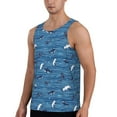 thumbnail image 2 of Cauagu Sharks on White Blue Striped Print Men's Sleeveless Muscle Shirts,Tank Tops Quick Dry Workout Tank Top Gym Muscle Tee Fitness Bodybuilding T Shirt for Men-4X-Large, 2 of 7