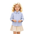thumbnail image 6 of Boys Girls Shirts Long Sleeve Button Down Collared Checked Shirt with Chest Pocket Kids School Uniform 2-9 Years, 6 of 9