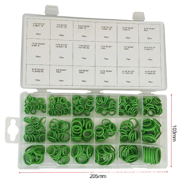 270Pcs 18 Sizes Rubber O Ring Car Auto Vehicle Repair Air Conditioning Compressor Assortment Kit with Plastic Box