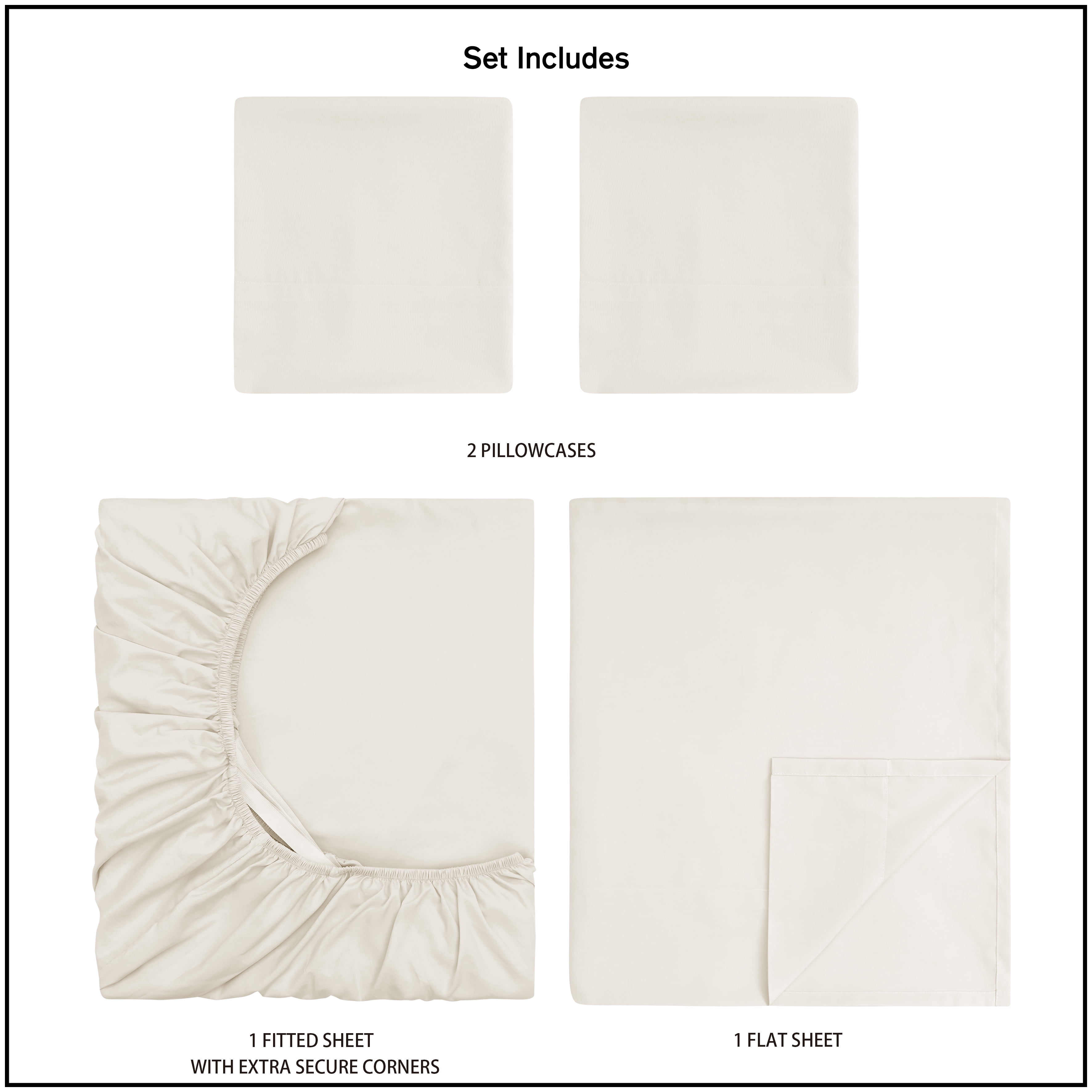 Mainstays by Becky G. & Alejandra 4-Piece Seashell Beige Super Soft Brushed Microfiber Bed Sheet Set, Full