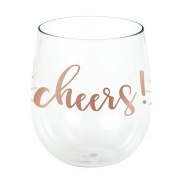 Rosé All Day Cheers Plastic Stemless Wine Glasses, 6 Count for 6 Guests