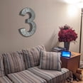 thumbnail image 3 of Huge 20" Metal Number Three 3" Wall Decor, Silver with Rusted Edges, Galvanized Wall Mountable Decoration for Country, Mid-Century, or Farmhouse Themed Room or Event, 3 of 6