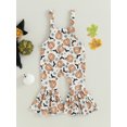 thumbnail image 4 of Bagilaanoe Toddler Baby Girl Halloween Jumpsuit Sleeveless Print Romper Overalls 6M 9M 12M 18M 24M 3T Kids Flared Pants Fall Bell-Bottoms Outfits, 4 of 8