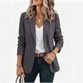 thumbnail image 4 of Women's Solid Lapel Blazer Jacket, Long Sleeve Button Front Suit Coat with Pockets, Casual Business Outerwear Gray XXL(XXL), 4 of 6