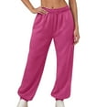 thumbnail image 2 of Joggers for Women Fall Winter Lined Elastic High Waist Straight Leg Relaxed Fit Jogger Sweatpants with Pockets, 2 of 8