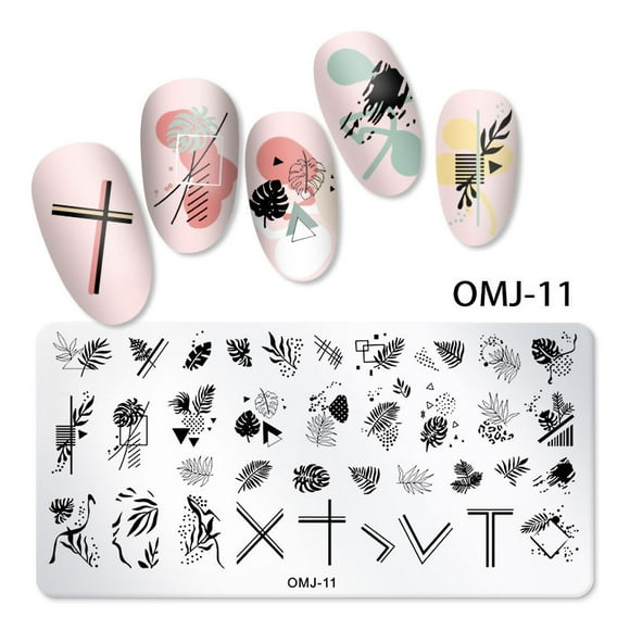 Christmas Nail Art Plates Circular Square Rectangular Stamping Plates Santa Elk Snowflake Ugly Sweater Tree Image Stamp Templates Stamping Kit DIY Print Manicure Salon Design
