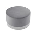thumbnail image 3 of Nicole Miller Cocktail Ottoman Anson Velvet Upholstered Metal Trim Base Glam Style, Grey/Chrome, 3 of 9