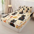 thumbnail image 2 of Manfei Spooky Animal Black Cat Heart Zipper Full Size Comforter Sets with Fitted Sheet and 2 Pillowcases, Halloween Cute Flower Leaves Zipper Bedding Set, Orange Yellow Beige,Reversible,4-Piece, 2 of 6