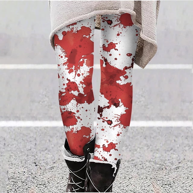 YOIAVAIOY Leggings de Vacances pour Femmes Taille Haute Ultra Doux Pantalons de Yoga d'Entraînement Collants de Compression Athlétiques Rouges G