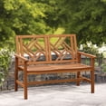 thumbnail image 4 of LuxenHome Carmel Solid Wood Outdoor Loveseat Park Bench, 4 of 11