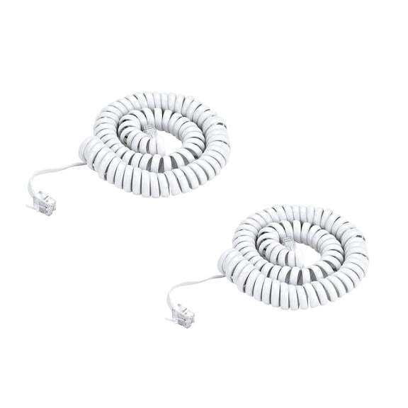 2 Pack Telephone Cord,White Phone Cord Works with All Corded Landline Phones,Handset Cord, Universally Compatible,for Use in Home or Office, Telephone Accessory