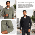 thumbnail image 3 of Olaglory Men's Quarter Zip Sweater Pullover Slim Fit Casual Classic Mock Neck Long Sleeve Polo Sweaters for Men, Army Green, 3 of 9