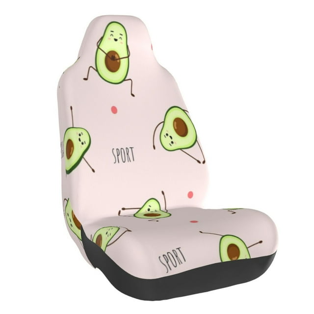Wukai Avocado Doing Sport Yoga Full Set Car Seat Covers with Soft Padding Universal Auto Front Seats Protector and Cushion Mat
