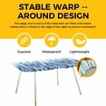 thumbnail image 4 of Navy Blue Vintage Table Cloths for 8 Foot Rectangle Tables, Stripes Painting Retro Abstract Art Patio Waterproof Elastic Fitted Tablecloths, Washable Rectangular Table Cover for Camping, 4 of 8