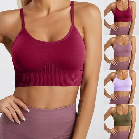 DDAPJ pyju Sports Bra for Women  Criss Cross Back Padded Strappy Bralette Wireless Yoga Exercise Athletic Workout Bra Lightning Sales of The Day Army Green S