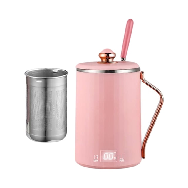 Jovati Travel Electric Kettle 450ML Stew Cup, 7 Minutes Boil Small Slow Cooker Stainless Steel Portable Saucepan with Temperature Control, Timer for Home/Office