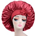 thumbnail image 2 of Satin Bonnet Silk For Hair Sleeping, Women Tie Bonnets Adjustable Night Cap Jumbo Size Comfortable Wide Band for Braids Curly Long Hair, 2 of 6