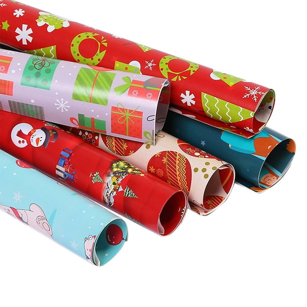 10pcs Christmas Packaging Paper Roll Beautiful Printing Packing Paper Roll  for Girl Woman Lady (Random Pattern, 52x75cm) 