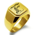thumbnail image 1 of Stainless Steel Letter F Initial Royal Monogram Engraved Engraved Square Flat Top Biker Style Polished Signet Ring, 1 of 1