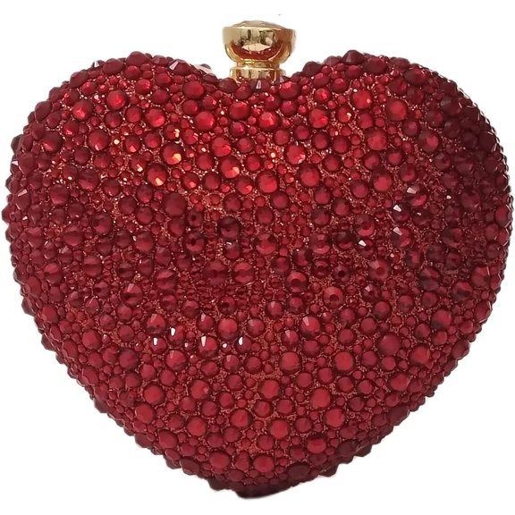 Cute Heart Shape Clutch Purse Mini Love Heart Rhinestone Wedding Handbag Party Women Purse