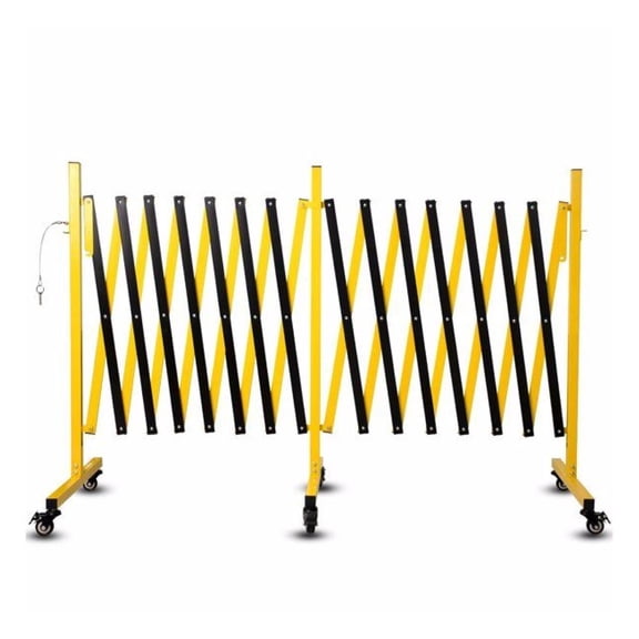Expandable Barricade 23FT - Traffic Control Barrier with Wheels, Retractable Security Gate for Construction, Driveway, Events, Parking Lots, Portable Fence