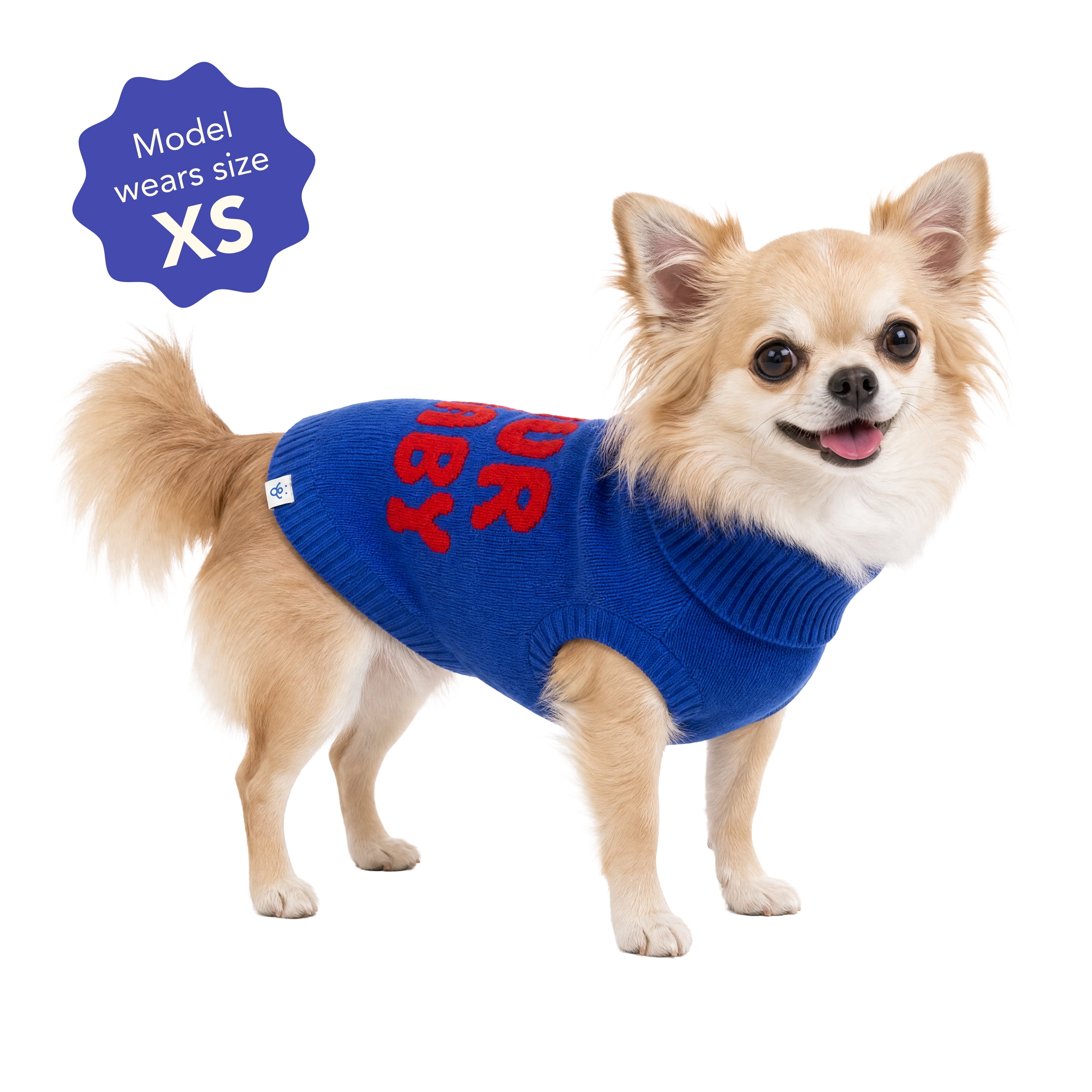 Oodles Fur Baby Fall Turtle Neck Dog Sweater, Blue, XS