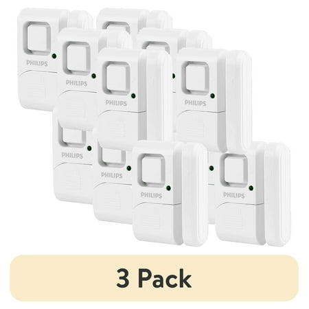 (3 pack) Philips Personal Security Window and Door Alarm, 4-Pack, White