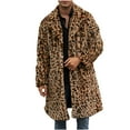 thumbnail image 2 of Leesechin Mens Warm Faux Furry Coat Jacket Winter Leopard Turn Down Collar Outerwear, 2 of 9