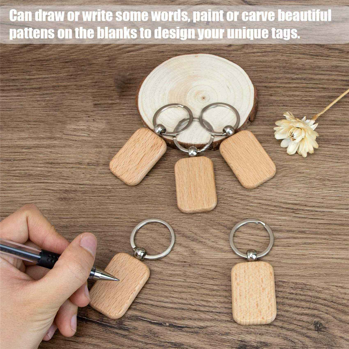 360Pcs Blank Rounded Rectangle Wooden Keychain Diy Wooden Keychain Key Tag Can Be Engraved Diy Gift