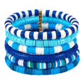 thumbnail image 2 of Juego de 10 pulseras de la amistad azules con cuentas, pulseras elásticas, joyería de playa para mujer, pulseras elásticas para mujer., 2 of 5